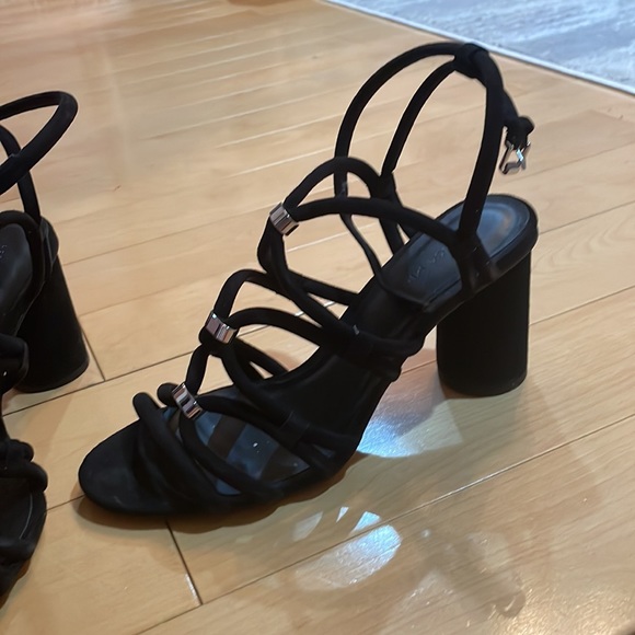 Barley used black suade rebecca minkoff apolline size 8 heels sandals silver - Picture 6 of 7
